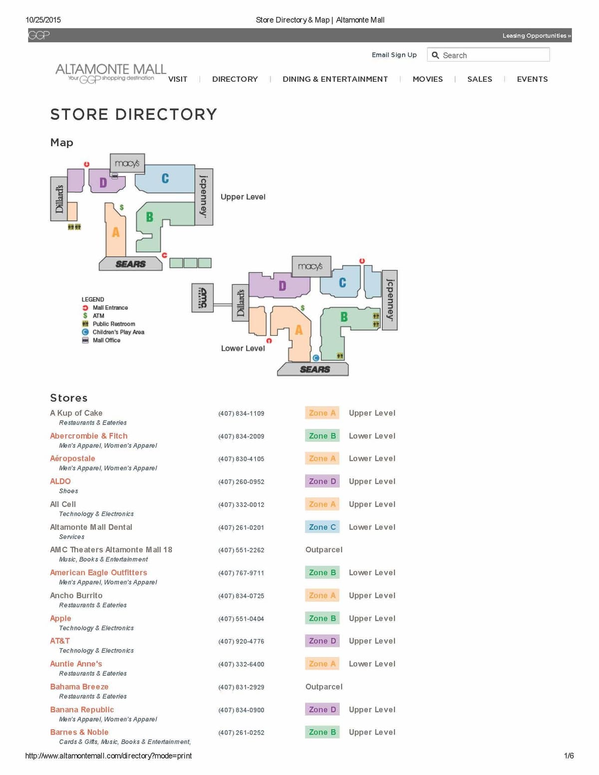mapa centrum handlowego altamonte
