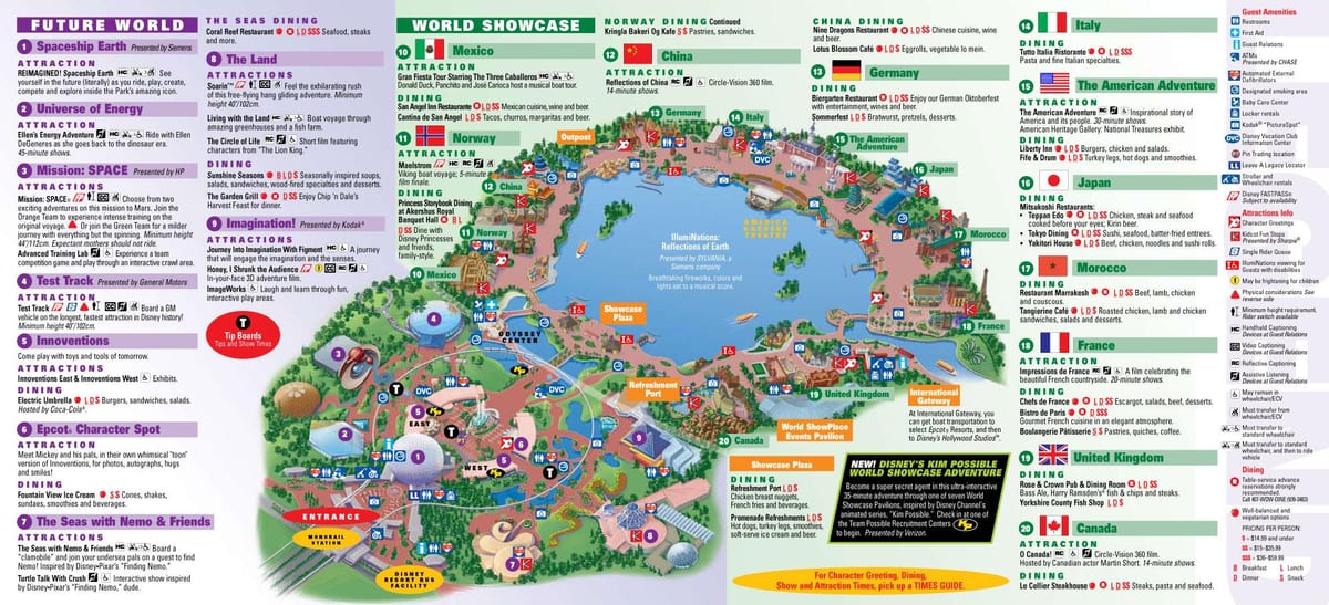EPCOT świat Disneya mapie