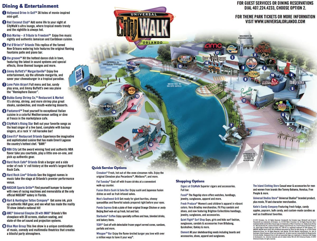 Universal Orlando City walk mapie