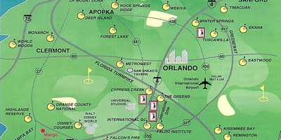 Mapa pola golfowe Orlando